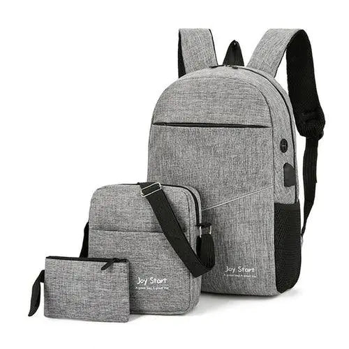 Solid Casual Backpack with USB Port