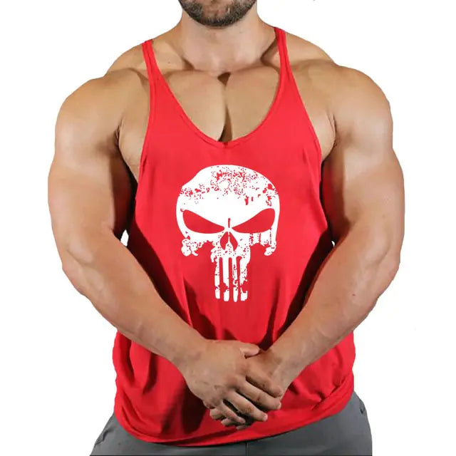 Men's Skull Bodybuilding Stringer Tank Top