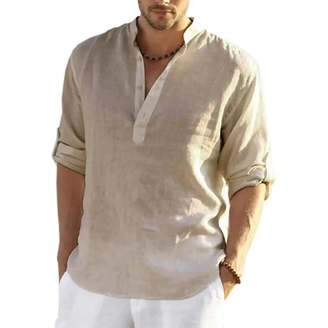 Men's Long Sleeve Quarter Button-Up Shirt