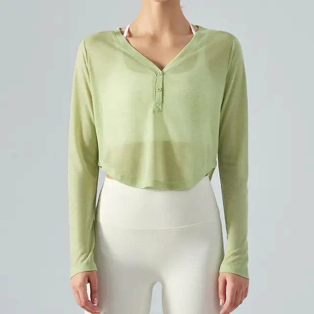 Long Sleeve V-Neck Sports Shirt