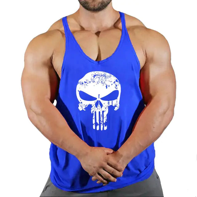 Men's Skull Bodybuilding Stringer Tank Top