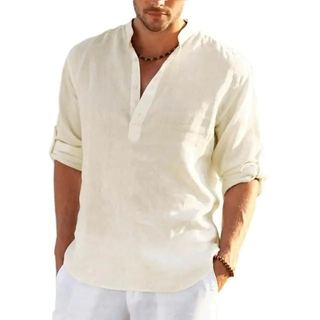 Men's Long Sleeve Quarter Button-Up Shirt