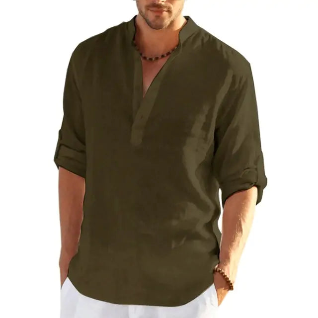 Men's Long Sleeve Quarter Button-Up Shirt