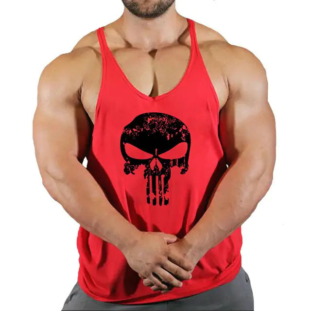 Men's Skull Bodybuilding Stringer Tank Top
