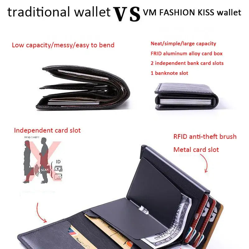 Leather Wallet with Button