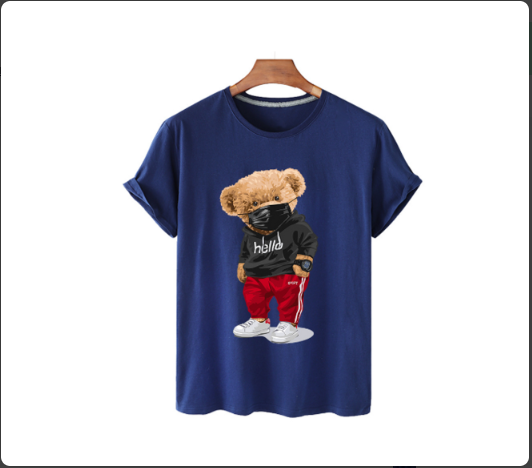 Bear Print Men's Cotton T Shirt