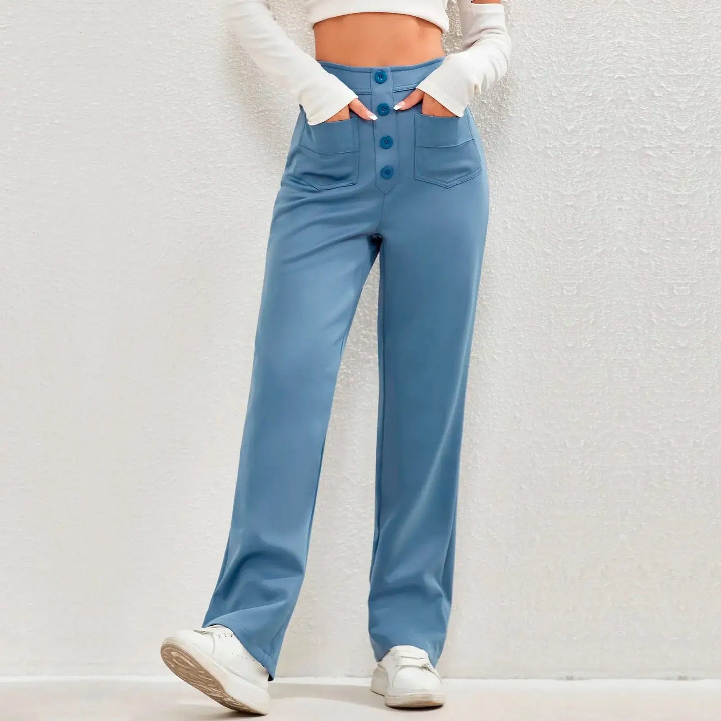 High-Waisted Casual Pants