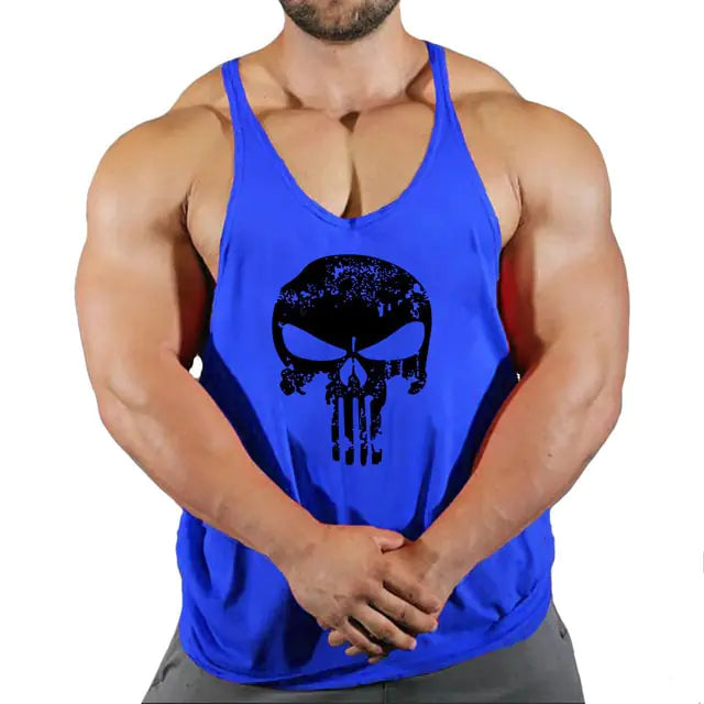 Men's Skull Bodybuilding Stringer Tank Top