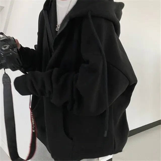 Women's Oversized Drawstring Zip-Up Hoodie