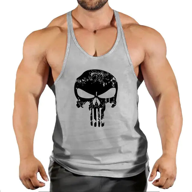 Men's Skull Bodybuilding Stringer Tank Top