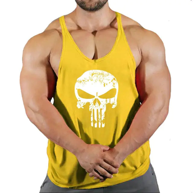 Men's Skull Bodybuilding Stringer Tank Top