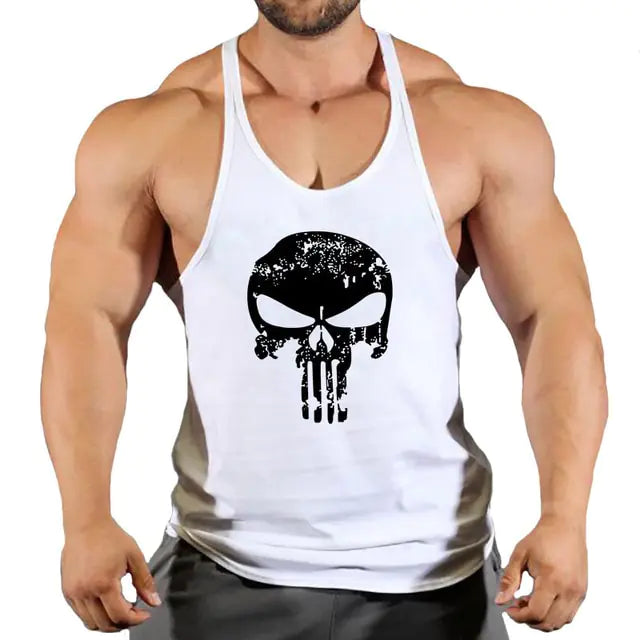 Men's Skull Bodybuilding Stringer Tank Top