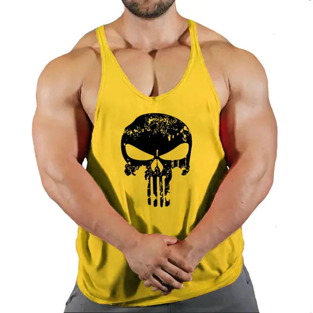 Men's Skull Bodybuilding Stringer Tank Top