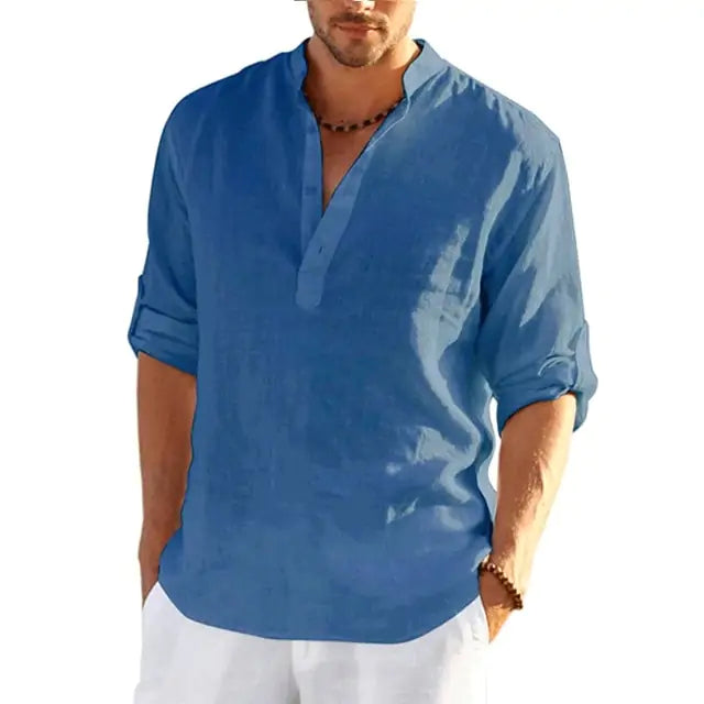 Men's Long Sleeve Quarter Button-Up Shirt