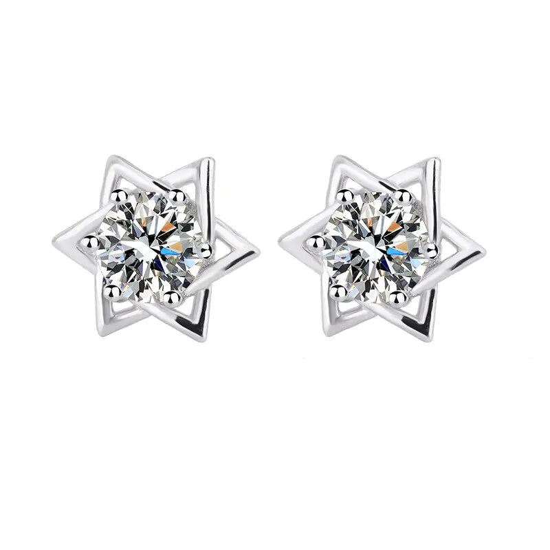 Hexagram Moissanite Stud Earrings