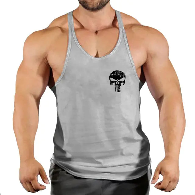 Men's Skull Bodybuilding Stringer Tank Top