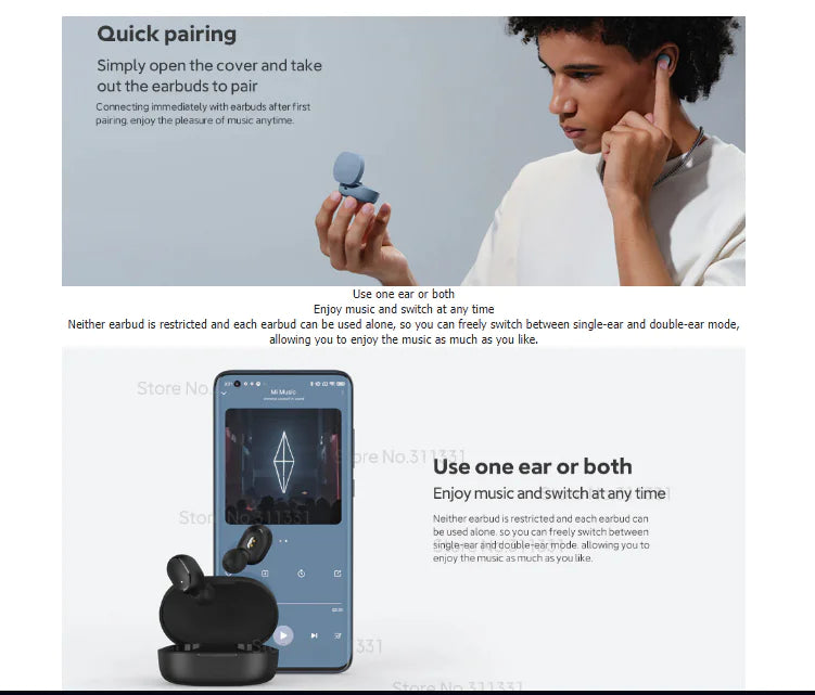 Noise Reducing Touch Control Bluetooth Earbuds