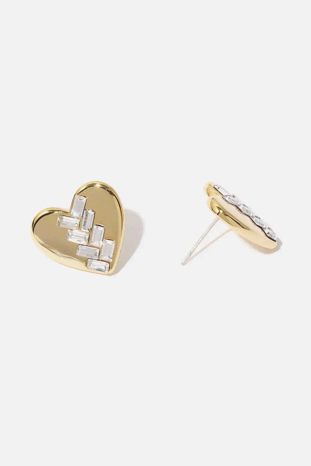 Inlaid Glass Heart-Shaped Stud Earrings