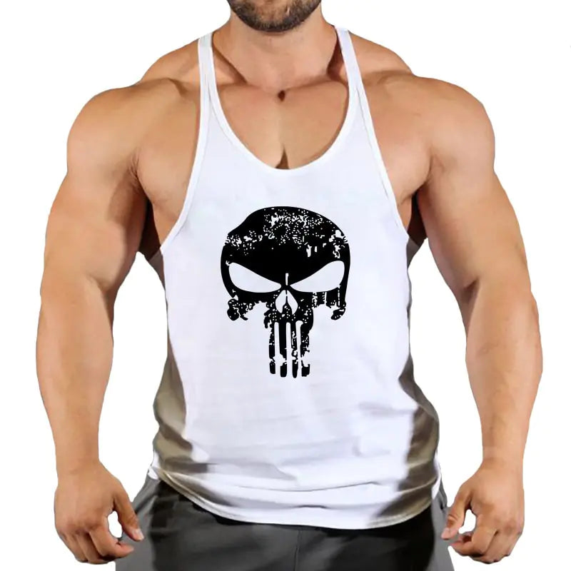 Men's Skull Bodybuilding Stringer Tank Top