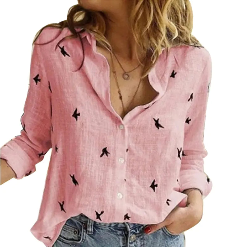 Long Sleeved Cotton Linen Blouses