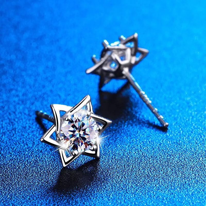 Hexagram Moissanite Stud Earrings