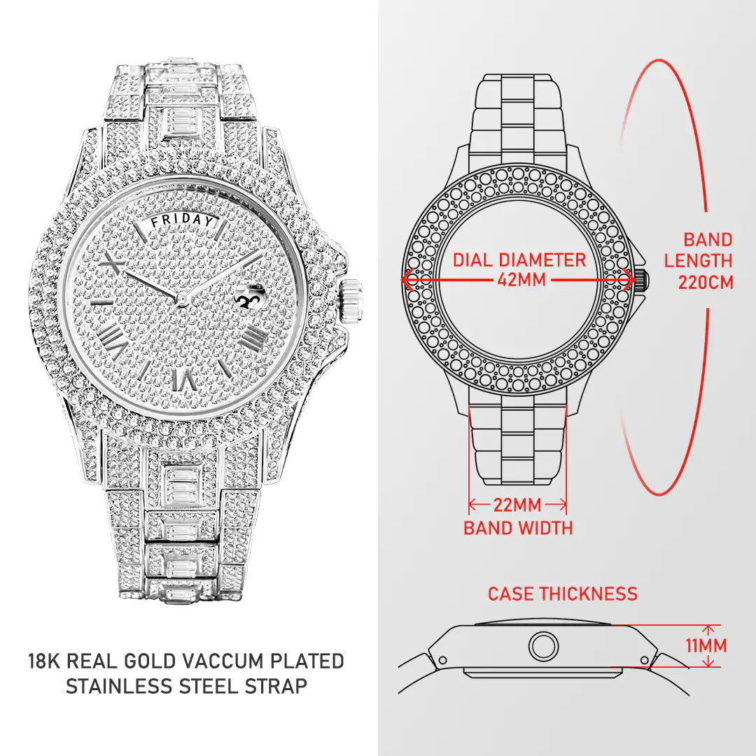 Men's Calendar Quartz Diamond Watch