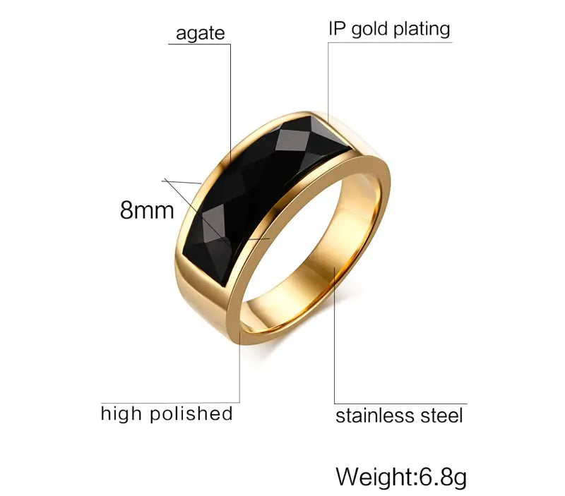 Black Carnelian Stone Ring