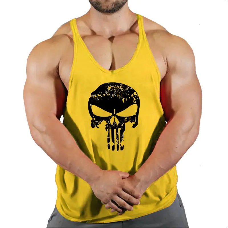 Men's Skull Bodybuilding Stringer Tank Top