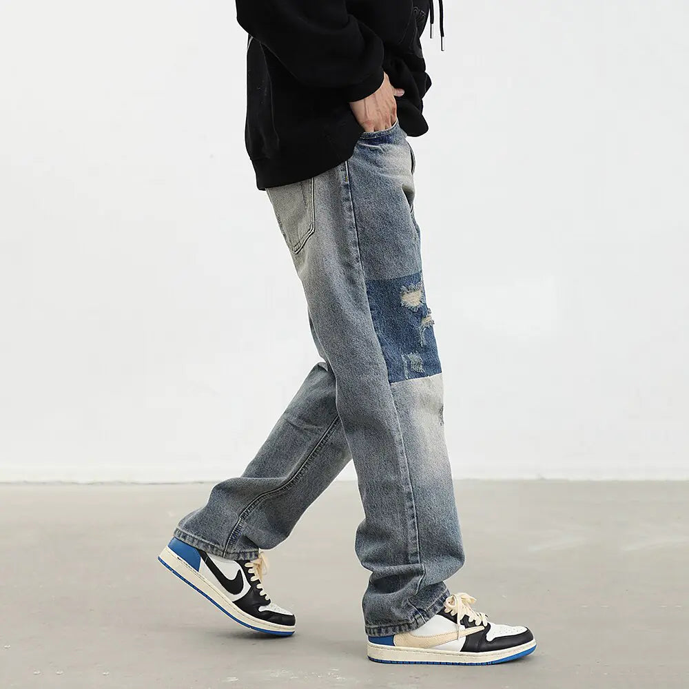Men's Retro Loose Ripped Jeans