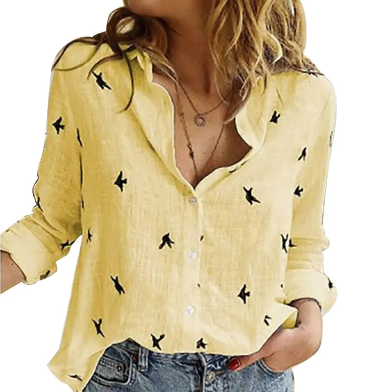 Long Sleeved Cotton Linen Blouses