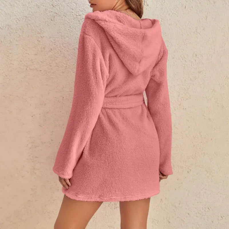 Women's Hooded Fleece Bathrobe