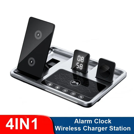 4 in 1 Wireless Charger Stand Alarm Clock