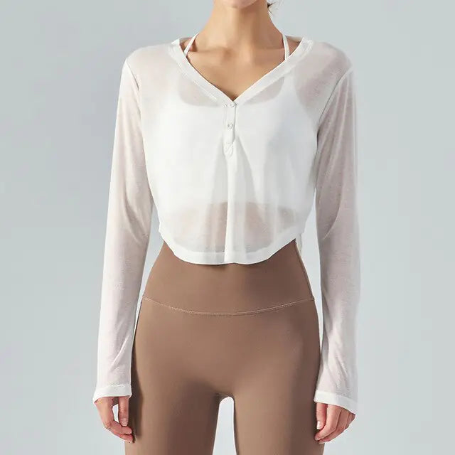 Long Sleeve V-Neck Sports Shirt