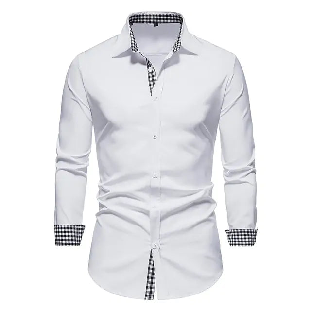 Men's Plaid Patchwork Formal Shirts