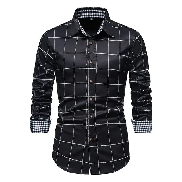 Men's Plaid Patchwork Formal Shirts