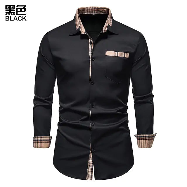 Men's Plaid Patchwork Formal Shirts