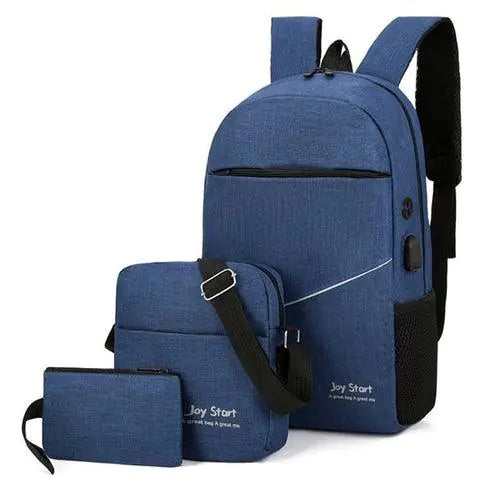Solid Casual Backpack with USB Port