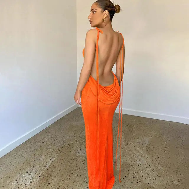 Slim Open Back Long Dresses