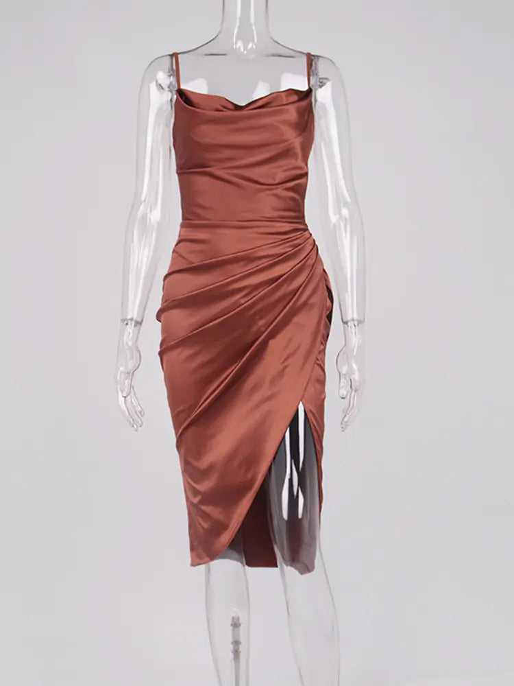Midi Split Satin Dress