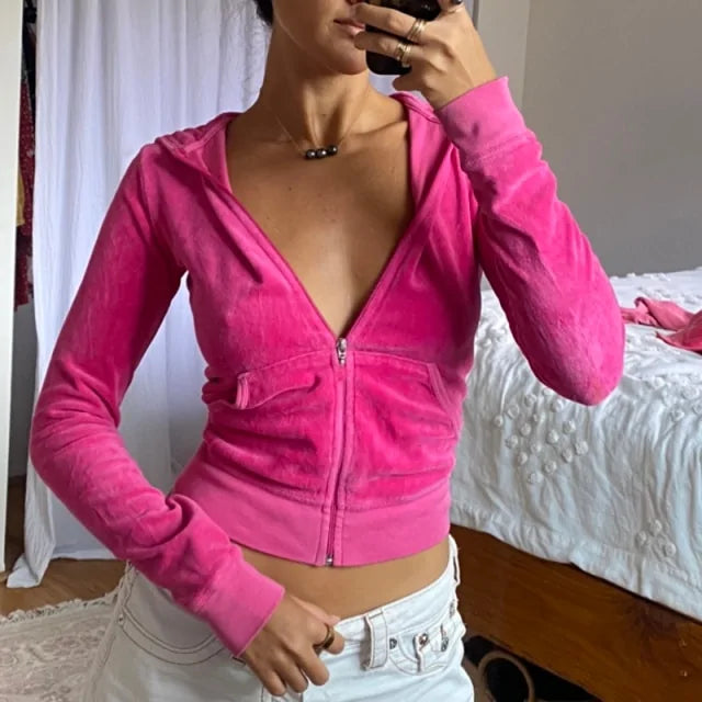 Women's Zip Up Crop Hoodies