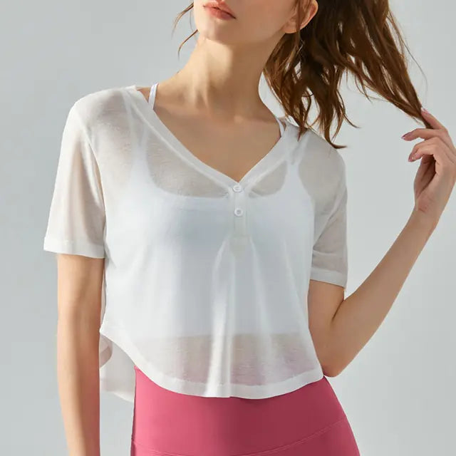 Long Sleeve V-Neck Sports Shirt