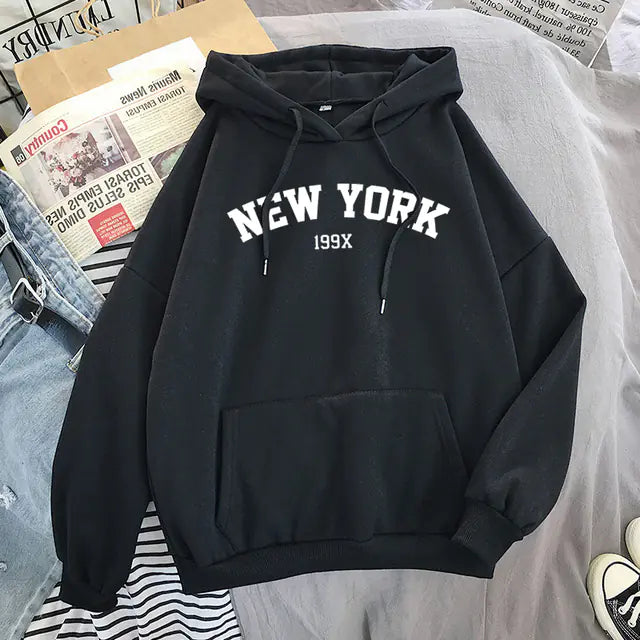 Women's "New York' Velvet Drawstring Hoodies