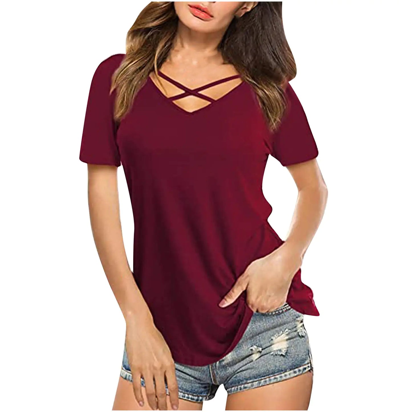 Front Cross Short Sleeve Top