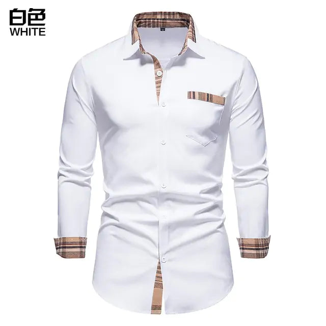 Men's Plaid Patchwork Formal Shirts