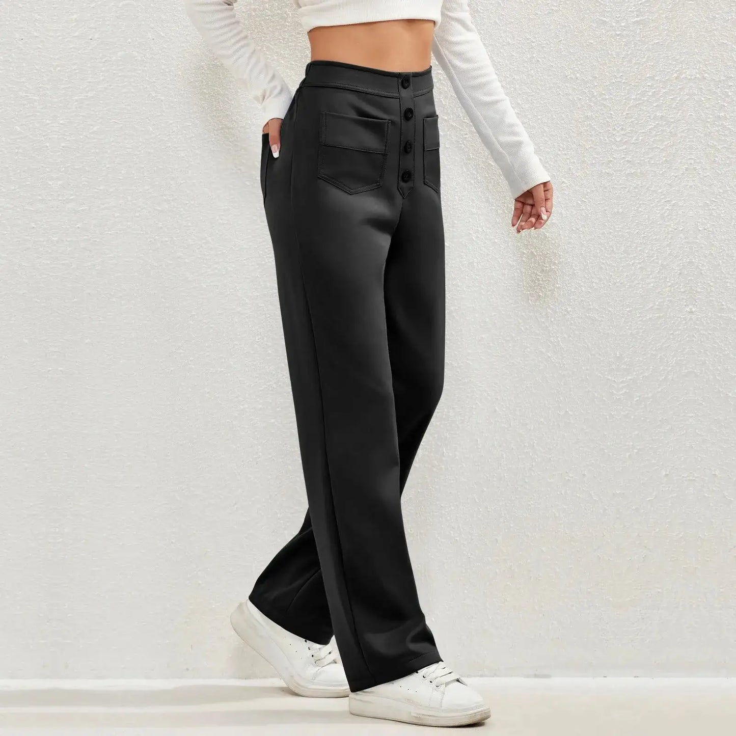 High-Waisted Casual Pants
