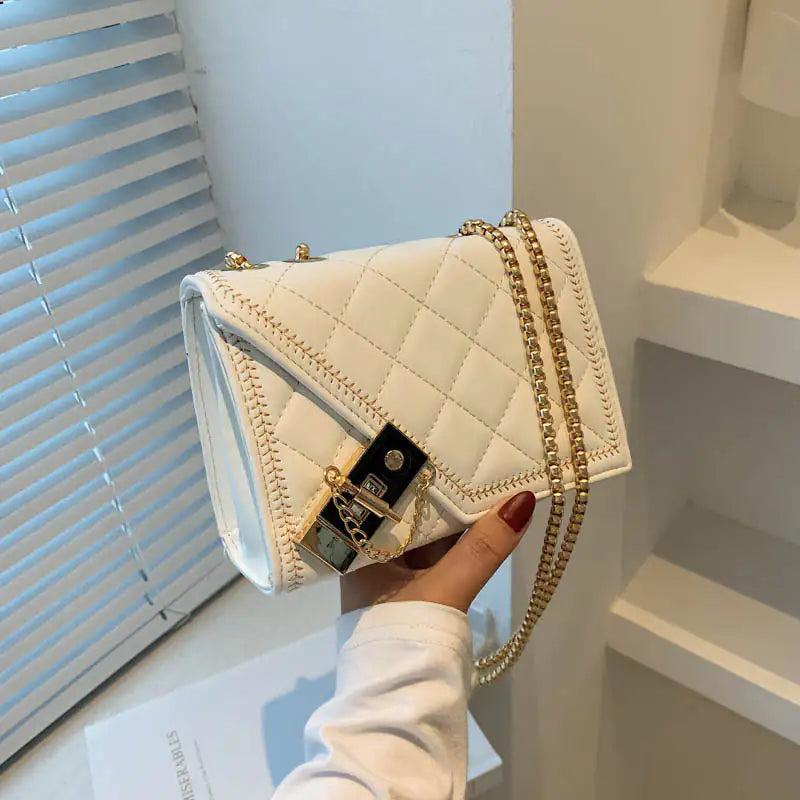 Chain Fashion Purse with Flap Closure