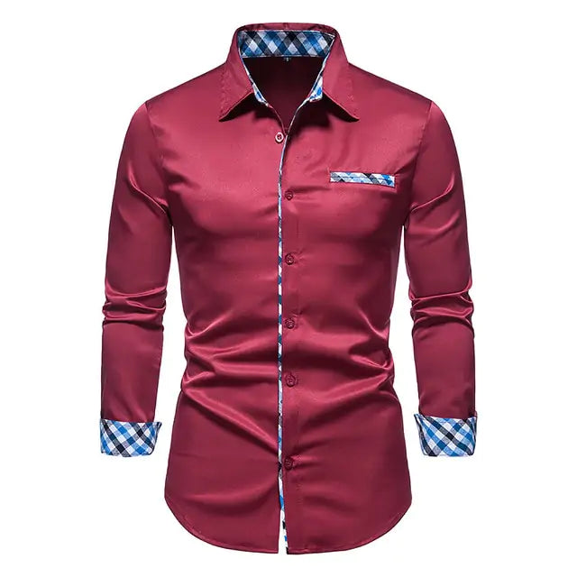 Men's Plaid Patchwork Formal Shirts