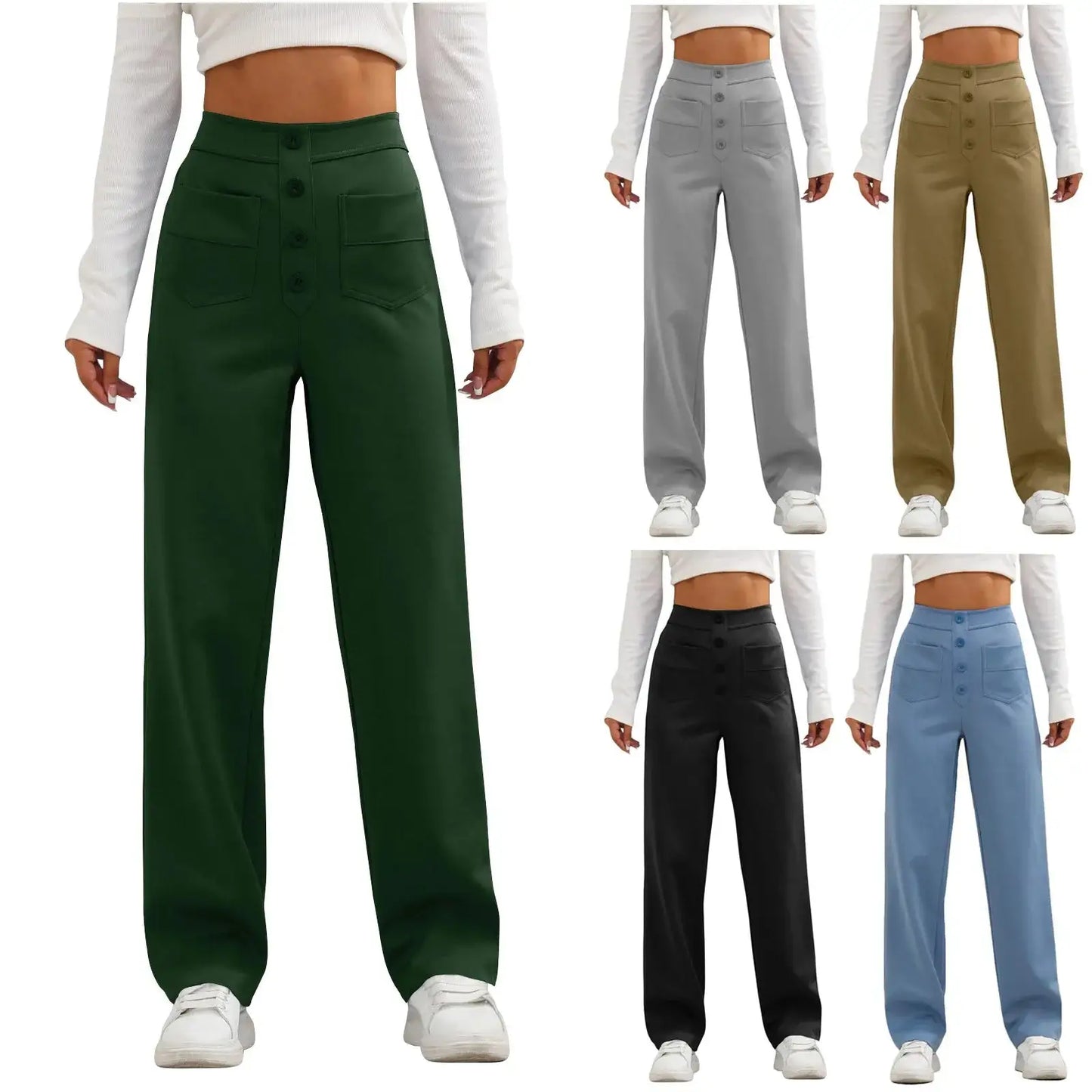 High-Waisted Casual Pants