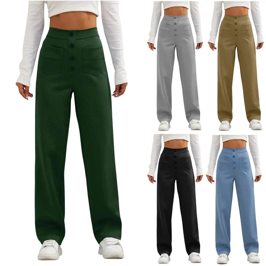 Women's High-Waisted Elastic Casual Pants