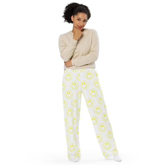 All-Over Smiley Face Unisex Wide-Legged Pants